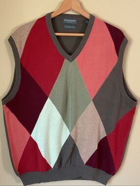 Lyle & Scott Men's Multicolor Argyle Cotton Sweater Vest size XL
